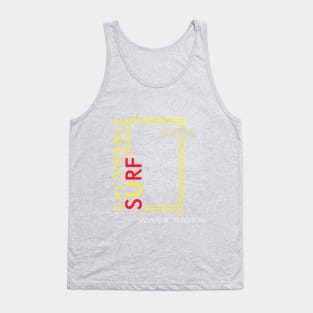 California Surf Wave Rider  line art  Typography Tank Top